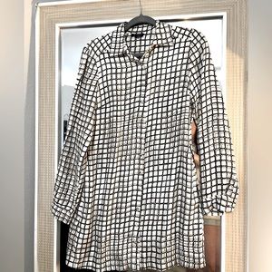 Worth button down long sleeve dress - black and gold plaid